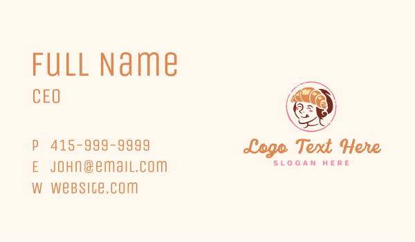 Croissant Girl Bakery Business Card Design Image Preview