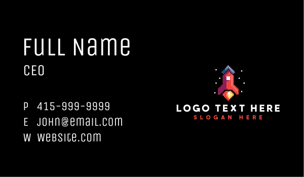 Space Rocket Pixel Business Card Design Image Preview