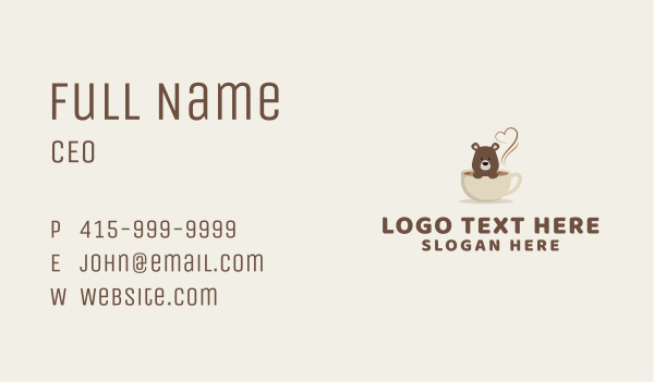 Coffee Bear Cup Business Card Design Image Preview