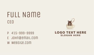 Coffee Bear Cup Business Card Image Preview