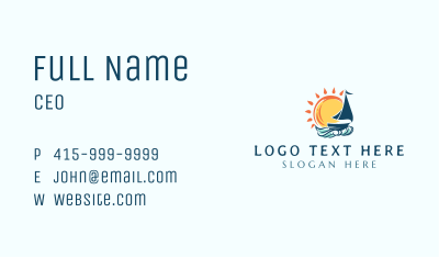 Sail Boat Ocean Wave Business Card Image Preview