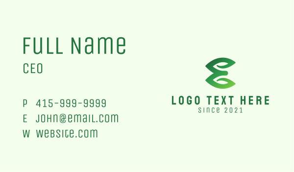 Gradient Leaf Letter E  Business Card Design Image Preview