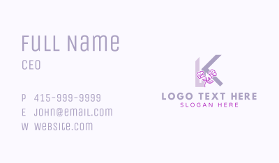 Floral Makeup Letter K Business Card Image Preview