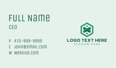 Green Letter X Emblem  Business Card Image Preview