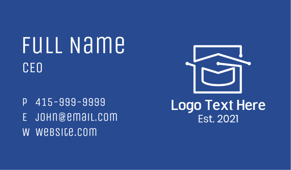 Monoline Graduation Cap Business Card Design Image Preview