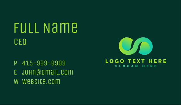 Green Leaf Loop Business Card Design Image Preview