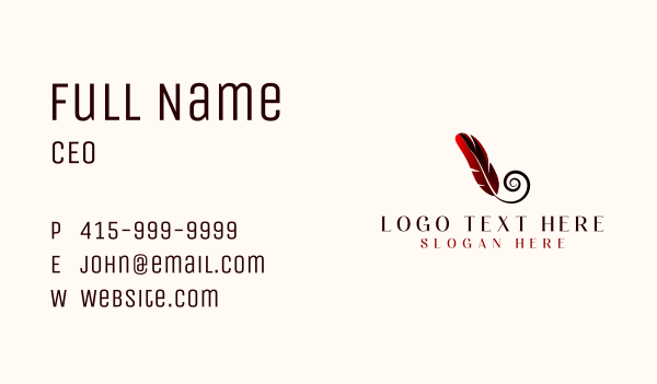 Feather Quill Writing Business Card Design Image Preview