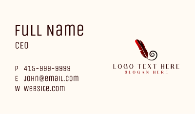 Feather Quill Writing Business Card Image Preview