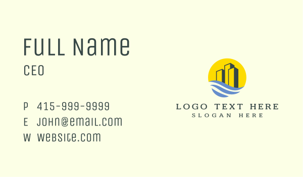 Sunset Harbor Buildings Business Card Design Image Preview