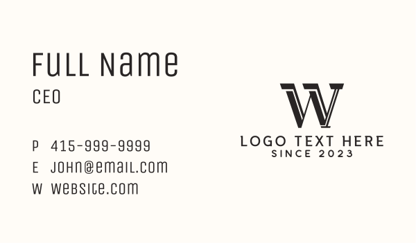 Art Deco Letter W Business Card Design Image Preview
