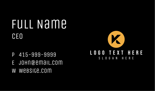 Circle Startup Corporate Letter K Business Card Design Image Preview