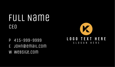 Circle Startup Corporate Letter K Business Card Image Preview