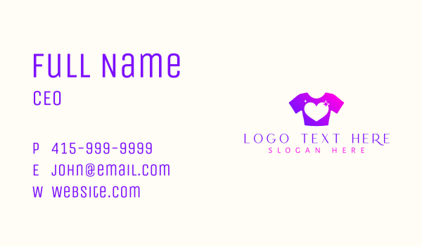 Feminine Heart Shirt Business Card Design Image Preview