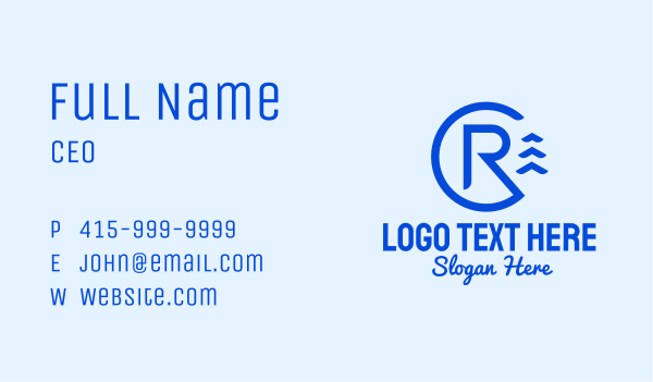 Blue Letter R Nautical  Business Card Design