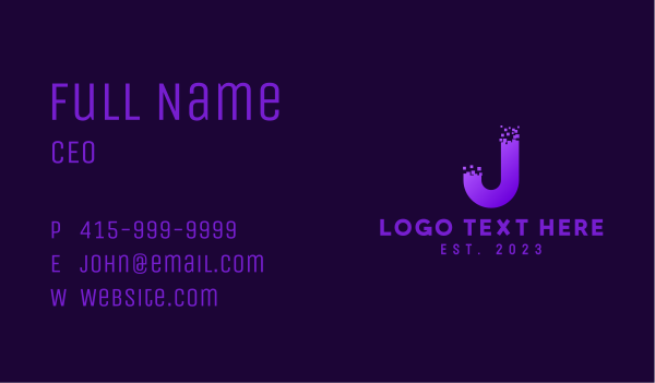 Pixel Letter J Business Card Design Image Preview