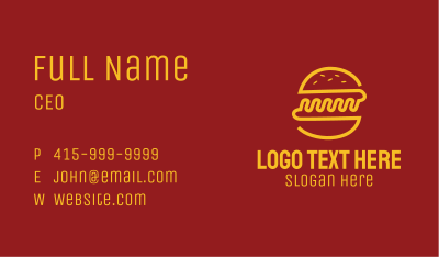 Yellow Monoline Burger Sandwich Business Card Image Preview