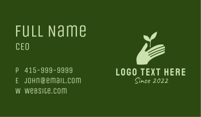 Silhouette Seedling Hand  Business Card Image Preview