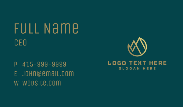 Gold Minimalist Mountain Business Card Design Image Preview