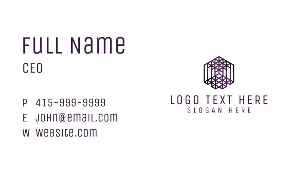 Purple Isometric Cube Matrix Business Card Design Image Preview