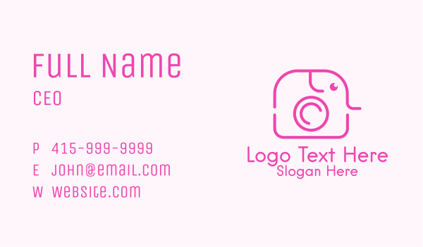 Pink Elephant Camera Business Card Design Image Preview