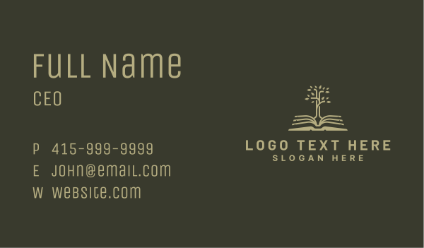 Book Tree Learning Business Card Design Image Preview