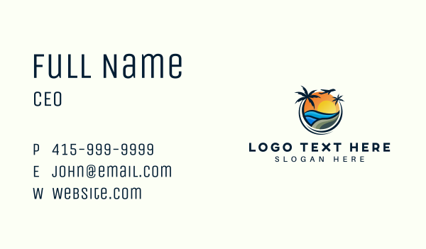 Tropical Beach Resort Escapade Business Card Design Image Preview