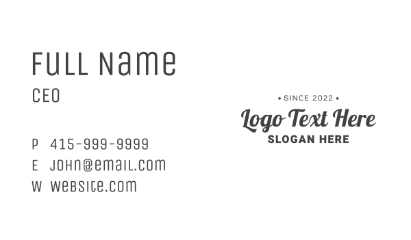 Minimalist Black Wordmark Business Card Design Image Preview
