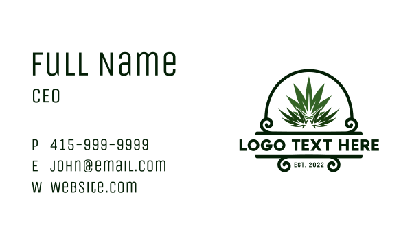 Organic Marijuana Emblem Business Card Design Image Preview