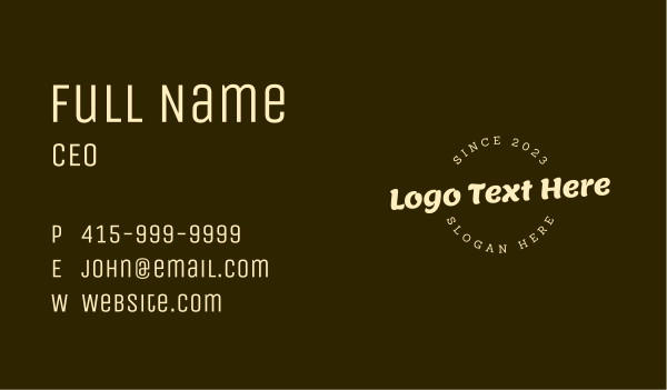 Vintage Round Style Wordmark Business Card Design Image Preview