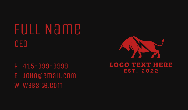 Lightning Volt Bull Business Card Design Image Preview