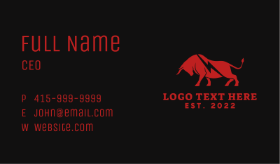 Lightning Volt Bull Business Card Image Preview