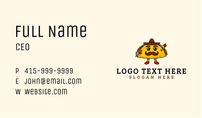 Cute Taco Mustache Business Card Image Preview