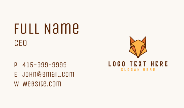 Geometric Orange Fox Business Card Design Image Preview