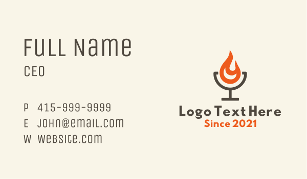 Minimalist Flaming Cocktail Business Card Design Image Preview