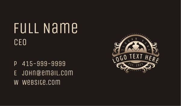 Carpentry Hammer Workshop Business Card Design Image Preview