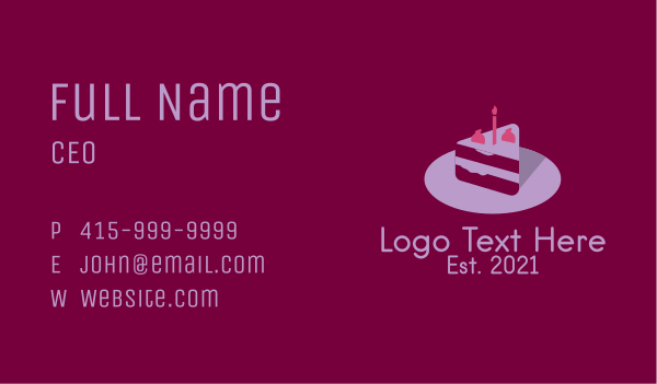 Birthday Cake Slice  Business Card Design Image Preview