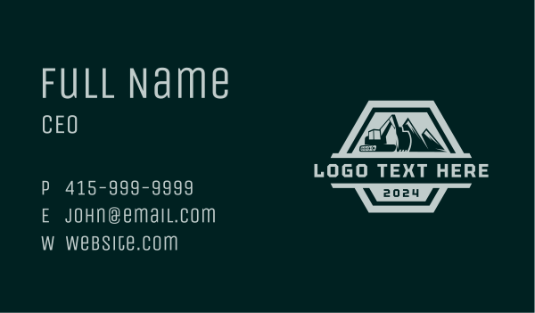 Mountain Excavator Machine  Business Card Design