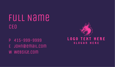 Pink Dragon Mascot Business Card Image Preview