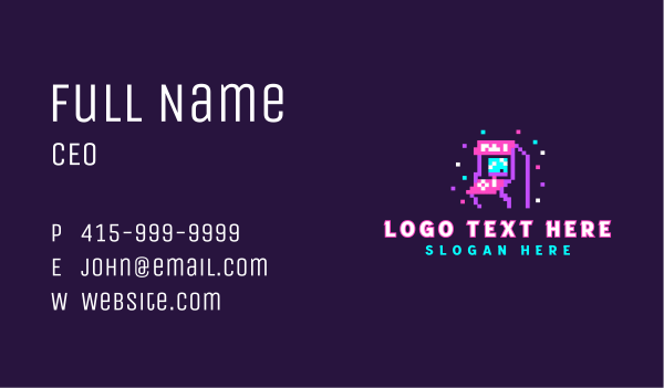 Retro Pixel Arcade Business Card Design Image Preview