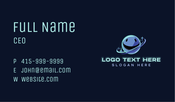 Cyber Smiley Orbit Business Card Design Image Preview