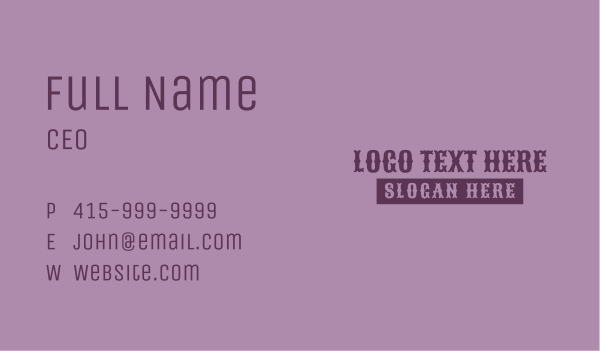 Purple Classic Wordmark  Business Card Design Image Preview