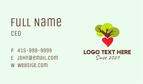 Heart Tree Environmental  Business Card Design Image Preview
