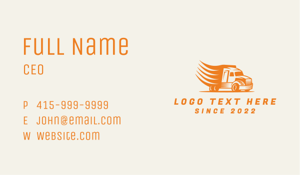 Fast Cargo Truck Business Card Design Image Preview