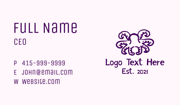 Purple Doodle Octopus Business Card Design Image Preview