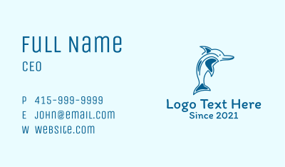 Blue Dolphin Mascot  Business Card
