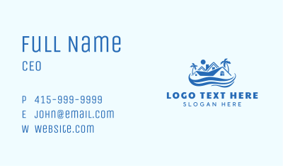 Blue Tropical House Business Card Image Preview