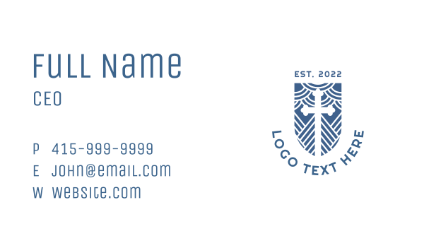 Blue Weave Cross Business Card Design Image Preview