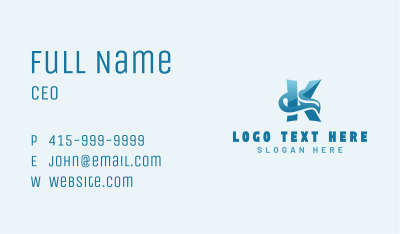 Wave Water Letter K Business Card Image Preview