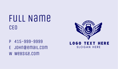 Kettlebell Crossfit Fitness Wings Business Card