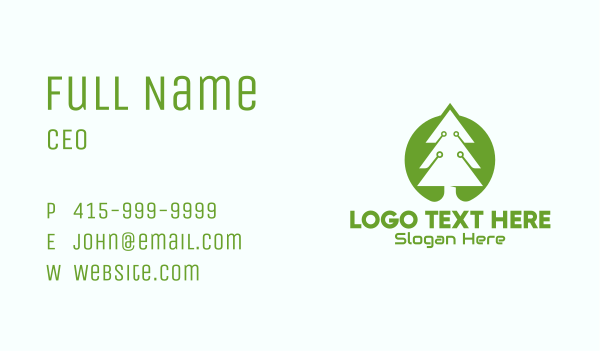 Pine Tree Circuit Business Card Design Image Preview